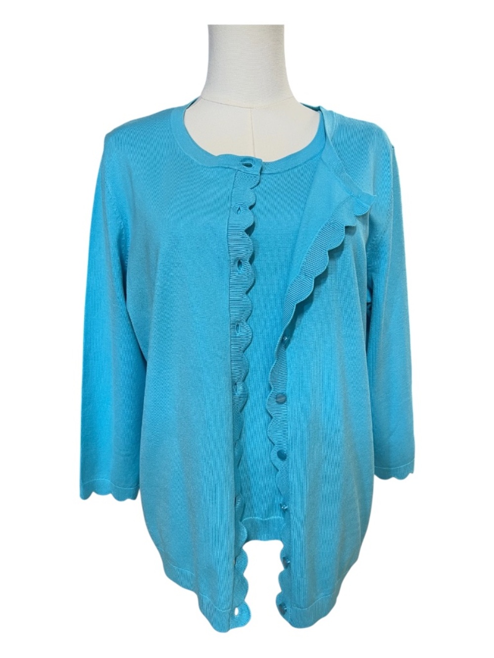 EUC++ Talbots Turquoise Blue 2 Piece Knit Tank & Cardigan Set | Size L